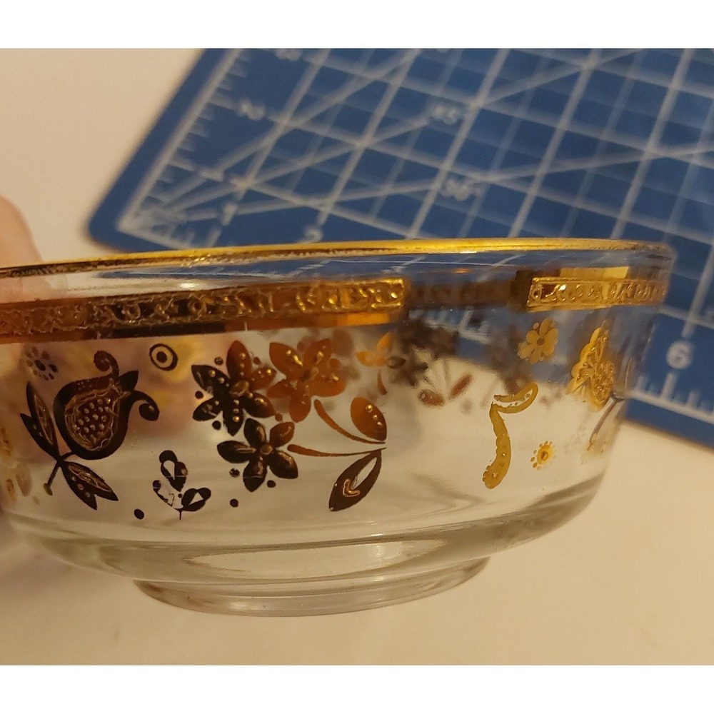 Vtg MCM Culver Chantilly Set of 2 1960's 22K Gold Appetizer Bowls 2.25" Tall